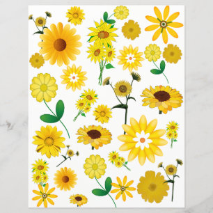 Papier à papier à scandale à fleurs jaunes