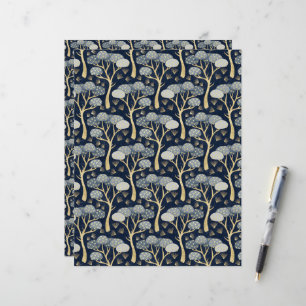 Papier à papier à scandale Art déco bleu et or