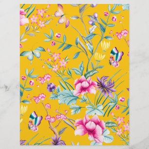 Papier à papier à scandale de fleurs jaunes de mou