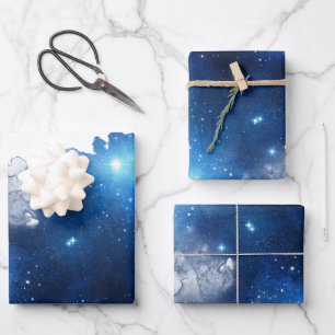 Papier à papier d'enveloppement de galaxie bleue E