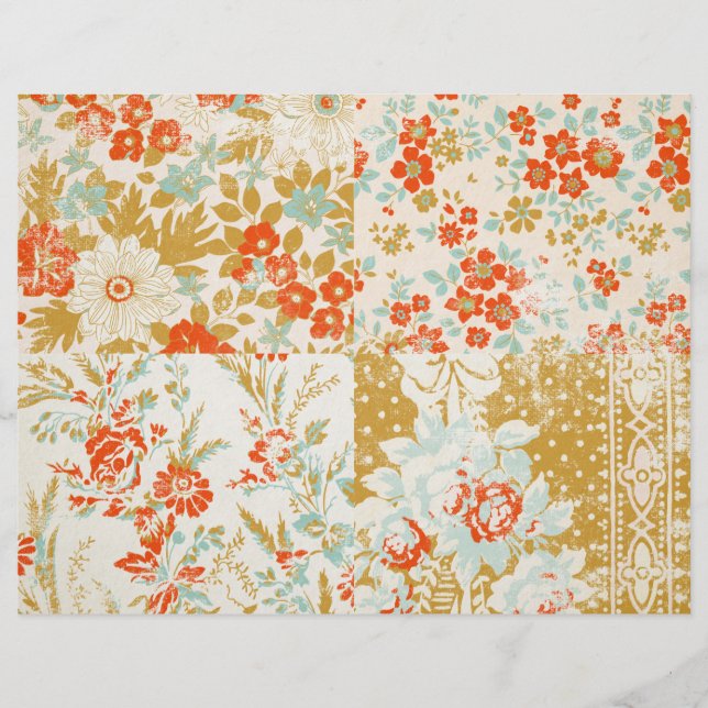 Papier à papier journal floral désorganisé (Devant)