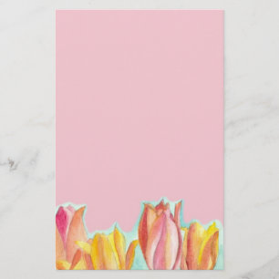 Papier à papier papeterie rose Tulip Aquarelle Art