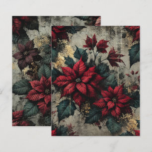Papier à papier peint floral Grungy Poinsettia