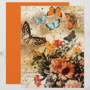 Papier à papier pour album Collage de papillons or