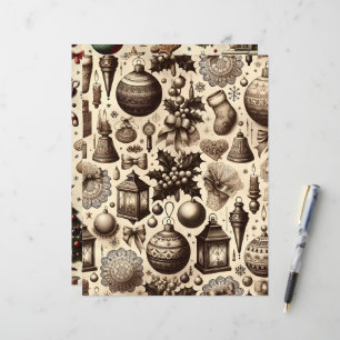 Papier à papier pour scrapbook Ephemera de Noël Vi