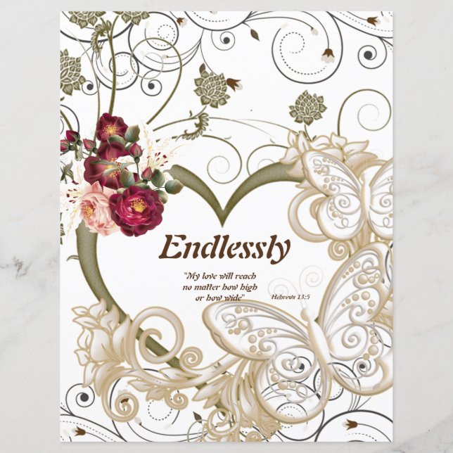 Papier à papillons floraux sans fin poème (Devant)