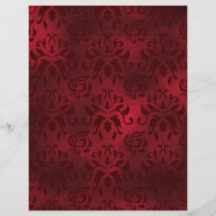 Papier à rebord rouge riche Damas