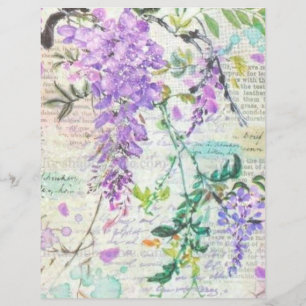 Papier à rebut à collage botanique pourpre Grunge