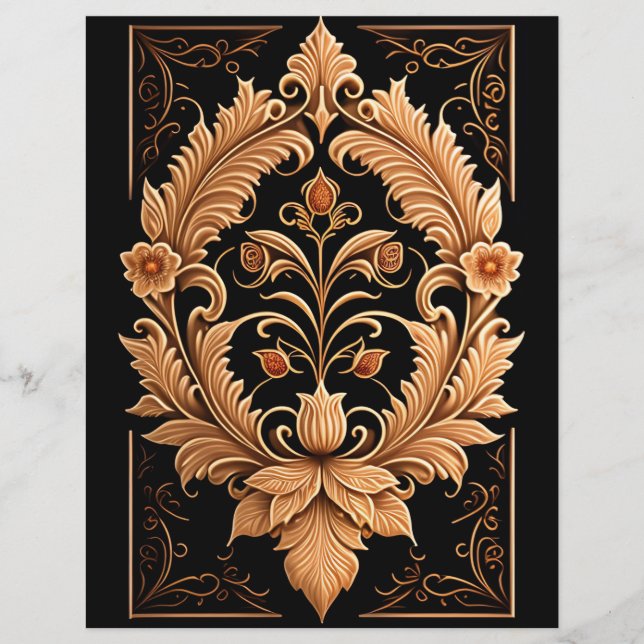 Papier à rebut à découpe en bois de Jacobean Orné (Devant)