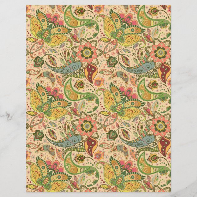 Papier à rebut à fleurs Paisley | Floral vibrant (Devant)