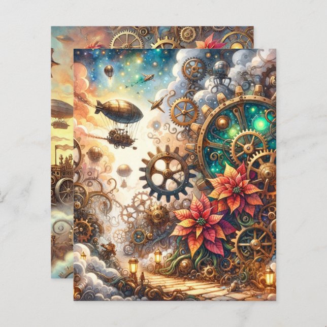 Papier à rebut à vapeur Whimsical Poinsettia (Devant / Derrière)