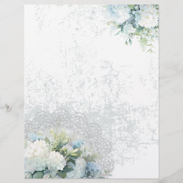Papier à rebut blanc Hydrangea Shabby Chic (Devant)