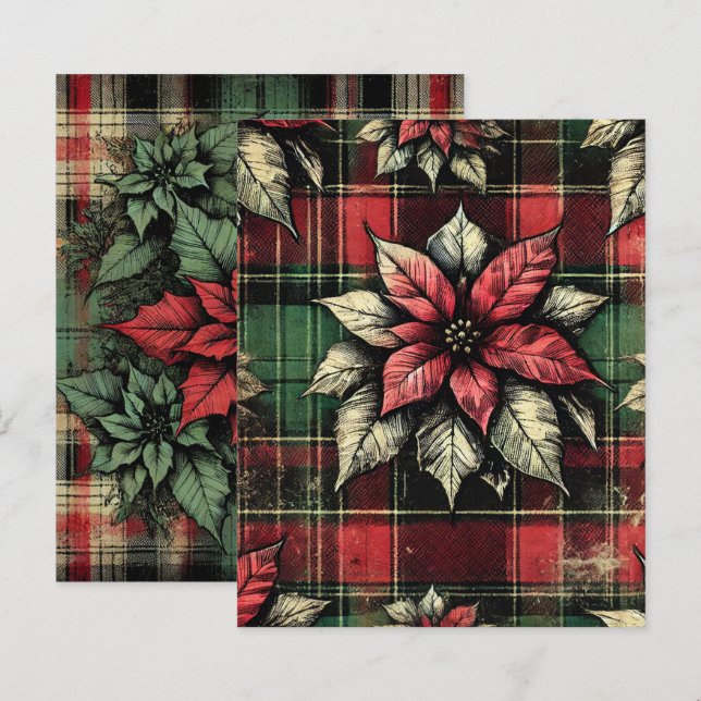 Papier à rebut en tissu plaqué Grungy Poinsettia (Devant / Derrière)
