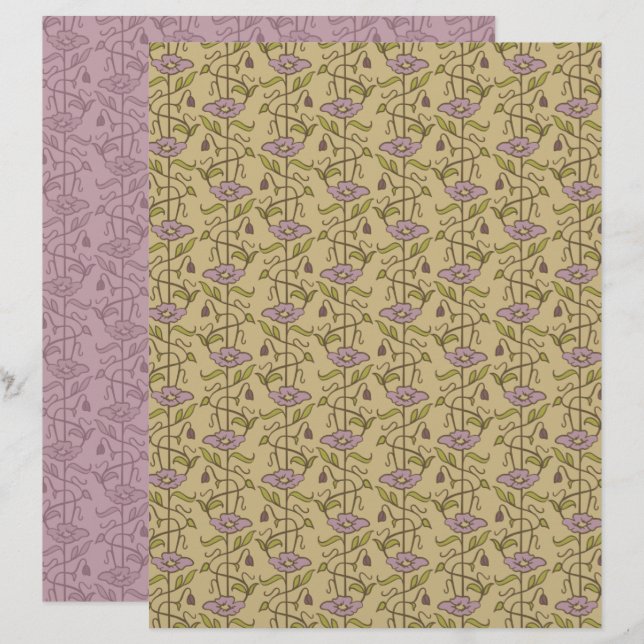 Papier à rebut floral Art nouveau (Devant / Derrière)