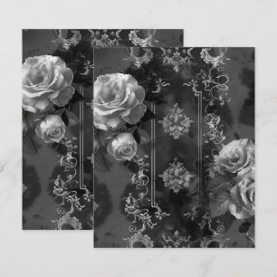 Papier à rebut floral noir gothique Grunge