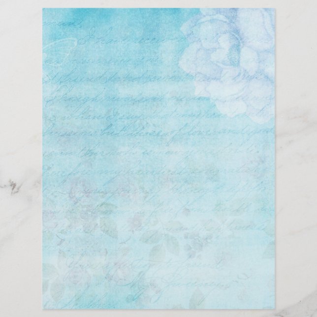 Papier à rebut floral Pale Blue Shabby (Devant)