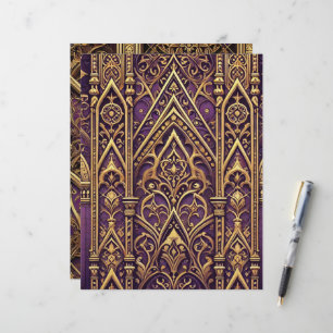 Papier à rebut gothique victorien violet et or