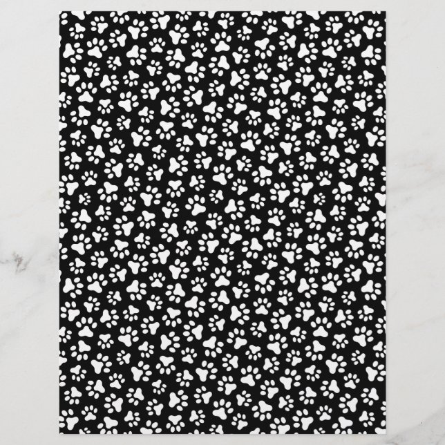 Papier à rebut motif empreinte de patte noir et bl (Devant)