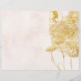 Papier à rebut or et crème Floral