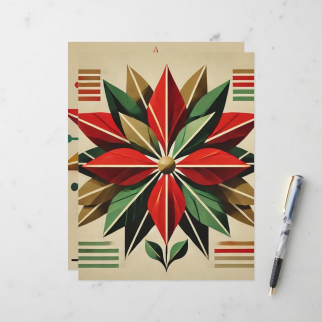 Papier à rebut Poinsettia moderne du milieu du siè (Devant/Arrière en situation)