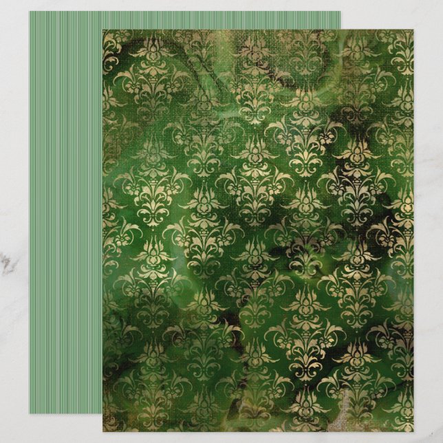 Papier à rebut vert gothique du Grunge victorien (Devant / Derrière)