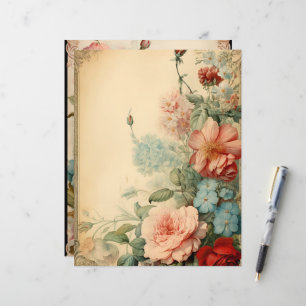 Papier à rebut vintage à cadres floraux