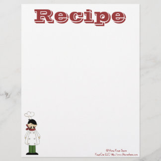 Papier à recette - Chef cuisine - Recettes