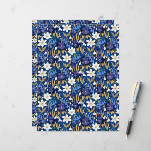 Papier à retouche à motif de fleurs Royal bleu mag