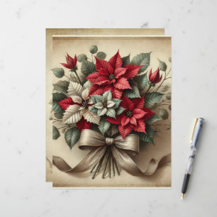 Papier à retouche vintage Aquarelle Poinsettia