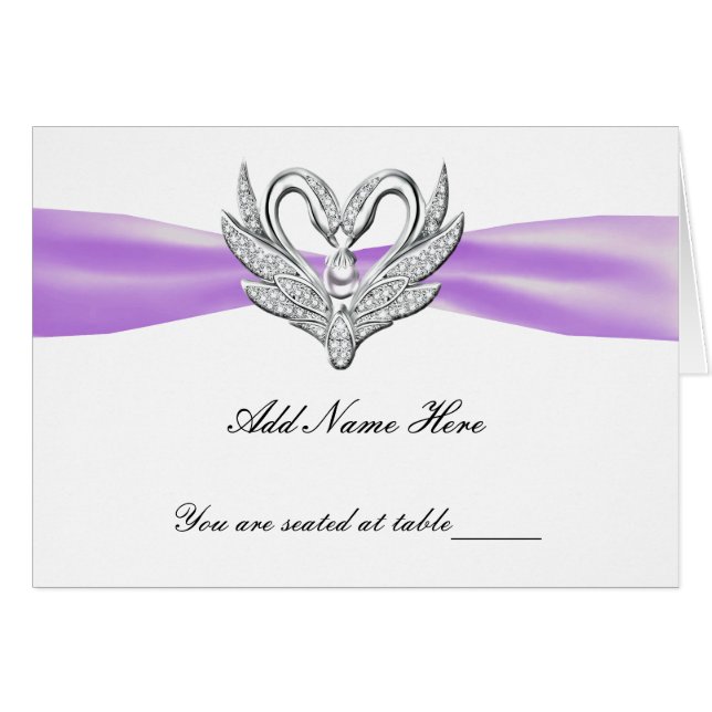 Papier à ruban violet en argent Swans plié Table P (Devant Horizontal)