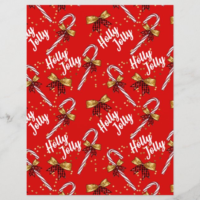 Papier à scandale de Noël Cute Holly Jolly (Devant)