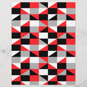 Papier à scandale géométrique gris-rouge noir mode
