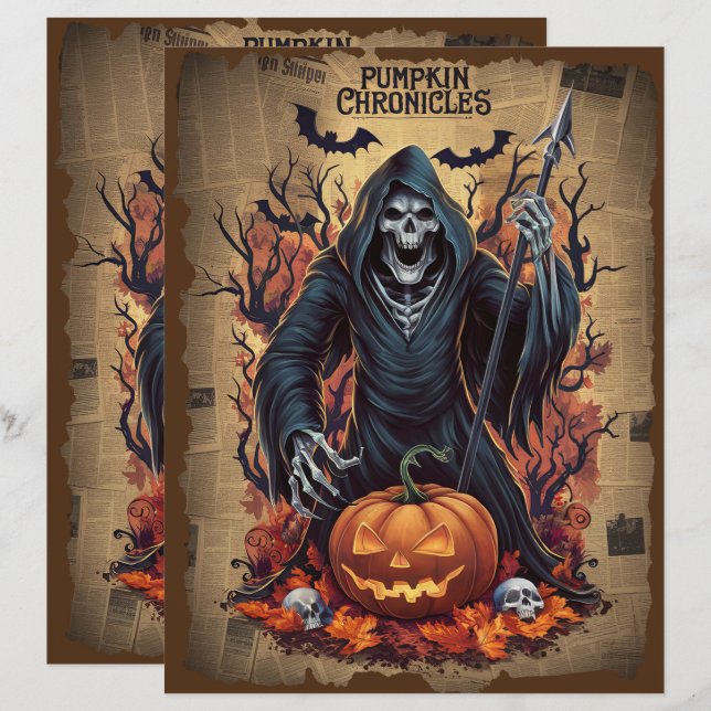 Papier à scandale Halloween Ghost vintage (Devant / Derrière)