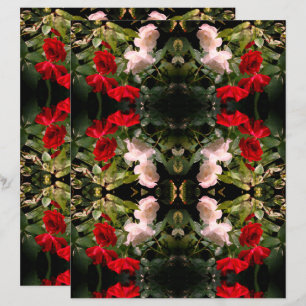 Papier à scandale rouge et blanc trempé Roses