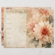 Papier à scandale vintage Floral Weekly Planner