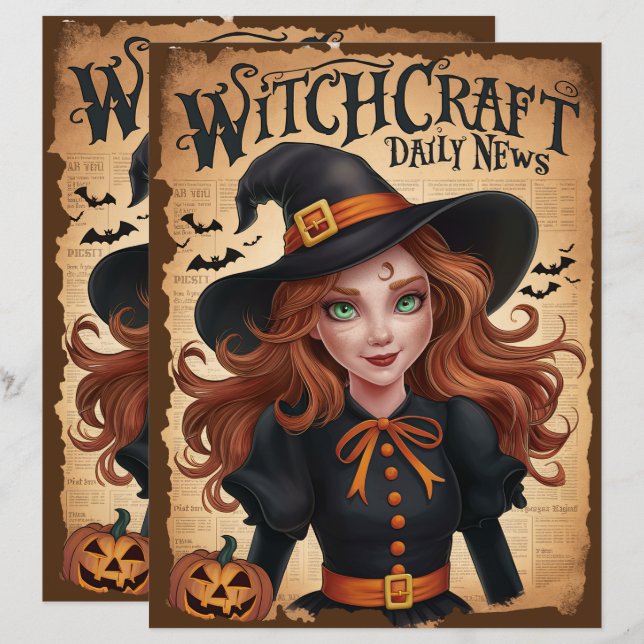 Papier à scandale vintage Halloween Witch (Devant / Derrière)