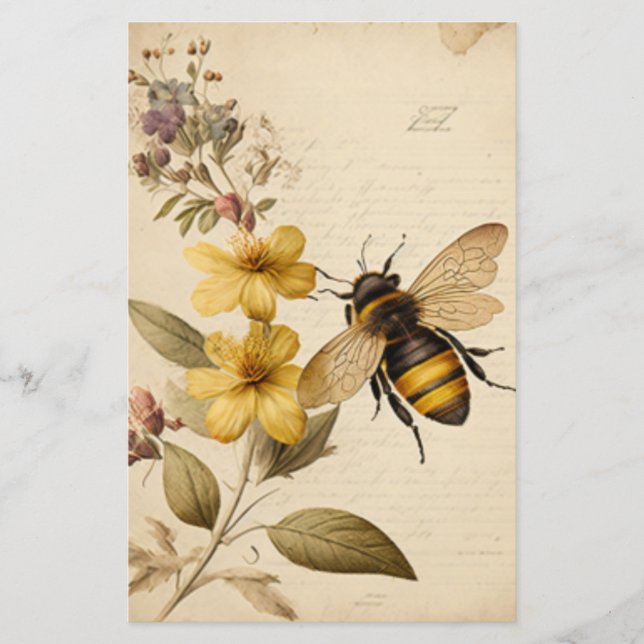 Papier Abeille florale vintage (Devant)
