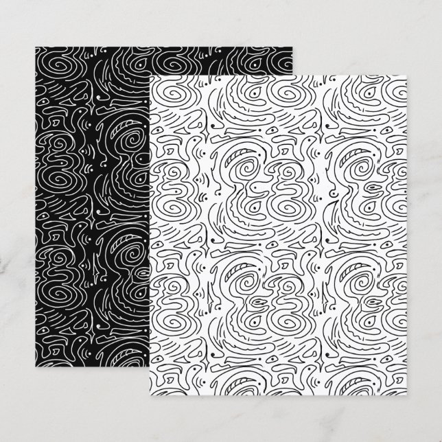 Papier Abstrait Black Wavy Lines Livre blanc (Devant / Derrière)