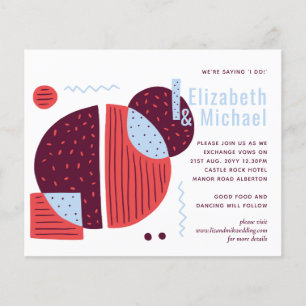 Papier Abstrait moderne Maroon rouge bleu mariage Invitat