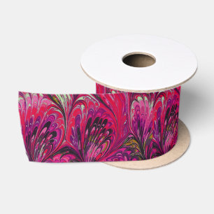 PAPIER, ABSTRAKT PINK PAKOCK PATTER SATINBAND