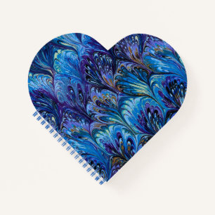 PAPIER, ABSTRAKTER BLAUENPATTER, WIRBEL NOTIZBUCH