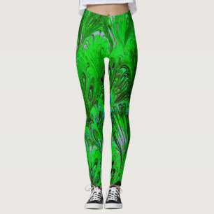 PAPIER, ABSTRAKTER PATTER FÜR GRÜNE PEACOCK LEGGINGS