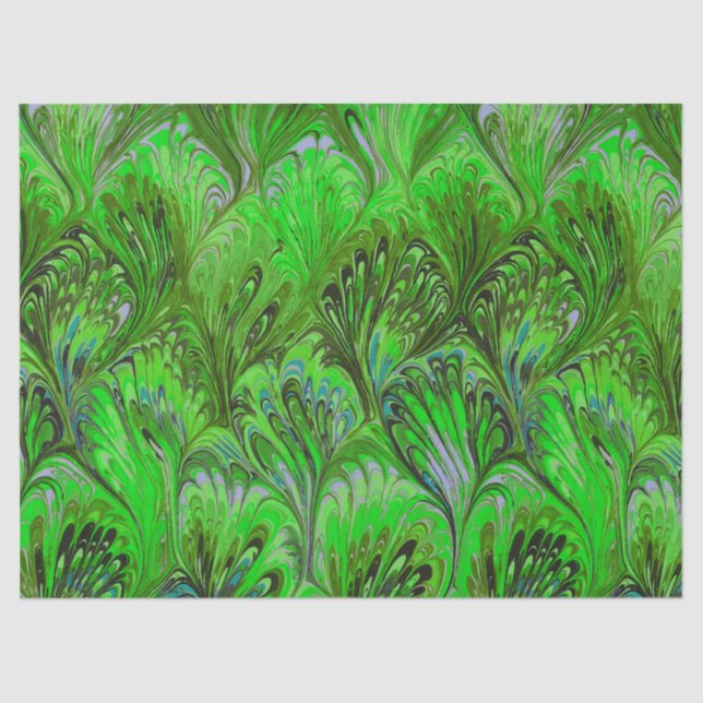 PAPIER, ABSTRAKTER PATTER FÜR GRÜNE PEACOCK SEIDENPAPIER (Vorderseite)