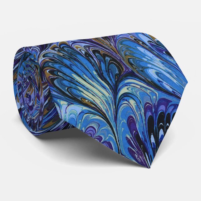 PAPIER, ABSTRAKTES BLAUENPATTER, WIRBEL KRAWATTE (Gerollt)