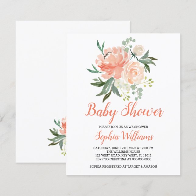 Papier Achats Budgétaires Et Baby shower De Crème Invitat (Devant / Derrière)