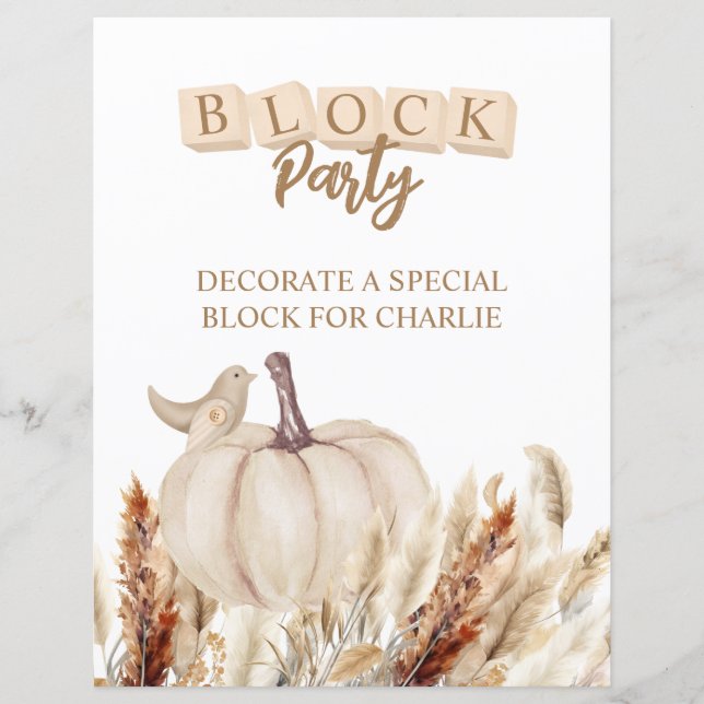 Papier Activité Baby shower d'automne du bloc (Devant)