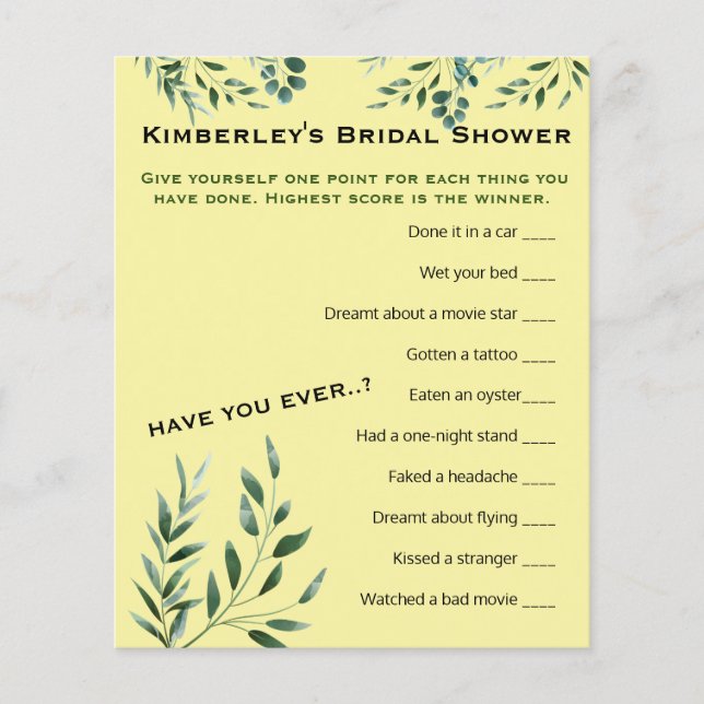 Papier Activité de Fête des mariées du jeu de questions l (Devant)