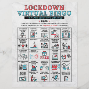 Papier Activités de verrouillage du bingo de quarantaine