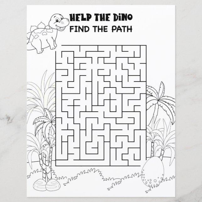Papier Activités pour enfants Stegosaurus Dinosaur Maze P (Devant)