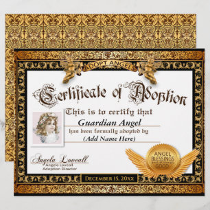 Papier Adopter Angels™ Certificat d'adoption